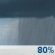 Wednesday: Showers and possibly a thunderstorm before 10am, then showers likely.  High near 57. South wind 3 to 5 mph.  Chance of precipitation is 80%. New precipitation amounts between a tenth and quarter of an inch, except higher amounts possible in thunderstorms. 
