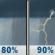 Friday: Showers and thunderstorms, mainly before 3pm, then showers and possibly a thunderstorm after 3pm. High near 60. Calm wind becoming south southwest around 6 mph in the afternoon. Chance of precipitation is 90%. New rainfall amounts between a quarter and half of an inch possible. Friday: Showers and thunderstorms, mainly before 3pm, then showers and possibly a thunderstorm after 3pm. High near 60. Calm wind becoming south southwest around 6 mph in the afternoon. Chance of precipitation is 90%. New rainfall amounts between a quarter and half of an inch possible.